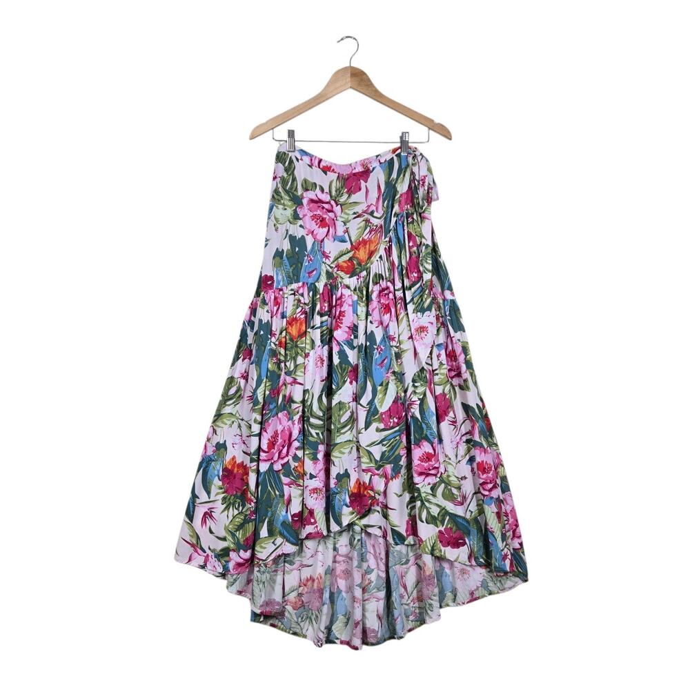 Rachel Rachel Roy Ruffled Wrap Maxi Skirt sz Multicolor Floral Boho Feminine
